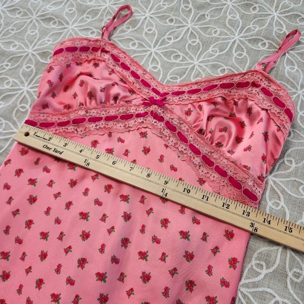 Betsey Johnson for Forever 21 Collab Pink Floral Satin Slip Dress Size M - Picture 10 of 11